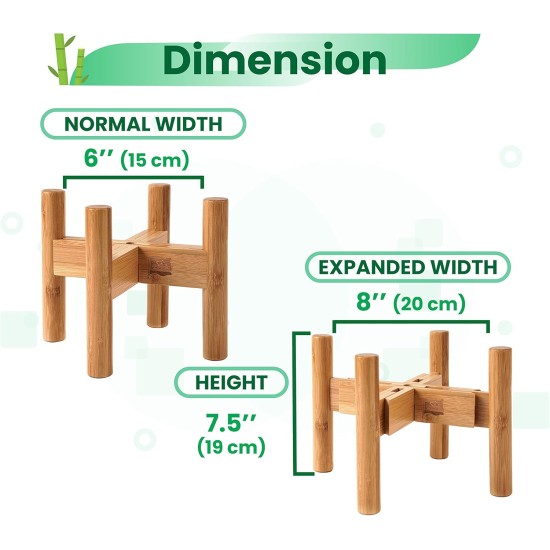 Adjustable Dog Bowl Stand - Raised Raised Pet Bowl Holder - Width (Extendable 7-10") - Natural Bamboo Adjustable Dog Bowl Stand - Raised Raised Pet Bowl Holder - Width (Extendable 7-10") - Natural Bamboo