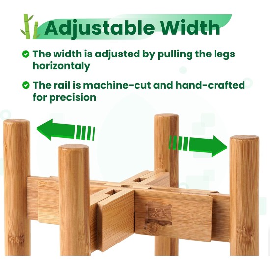 Adjustable Dog Bowl Stand - Raised Raised Pet Bowl Holder - Width (Extendable 7-10") - Natural Bamboo Adjustable Dog Bowl Stand - Raised Raised Pet Bowl Holder - Width (Extendable 7-10") - Natural Bamboo