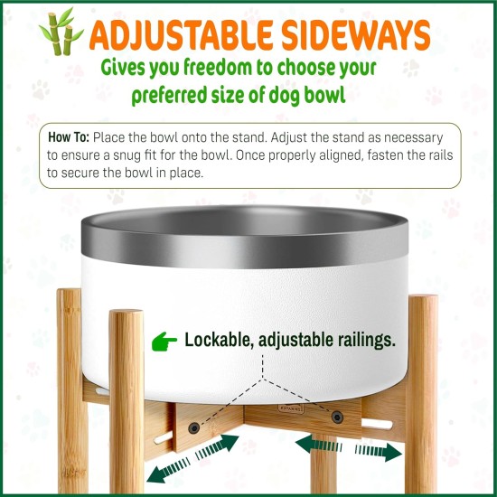 Adjustable Dog Bowl Stand - Raised Raised Pet Bowl Holder - Width (Extendable 7-10") - Natural Bamboo Adjustable Dog Bowl Stand - Raised Raised Pet Bowl Holder - Width (Extendable 7-10") - Natural Bamboo