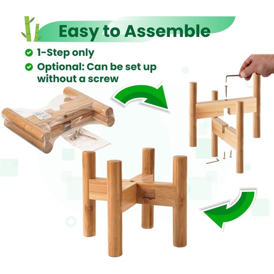 Adjustable Dog Bowl Stand - Raised Raised Pet Bowl Holder - Width (Extendable 7-10") - Natural Bamboo Adjustable Dog Bowl Stand - Raised Raised Pet Bowl Holder - Width (Extendable 7-10") - Natural Bamboo