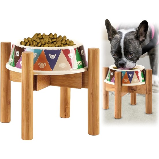 Adjustable Dog Bowl Stand - Raised Raised Pet Bowl Holder - Width (Extendable 7-10") - Natural Bamboo Adjustable Dog Bowl Stand - Raised Raised Pet Bowl Holder - Width (Extendable 7-10") - Natural Bamboo