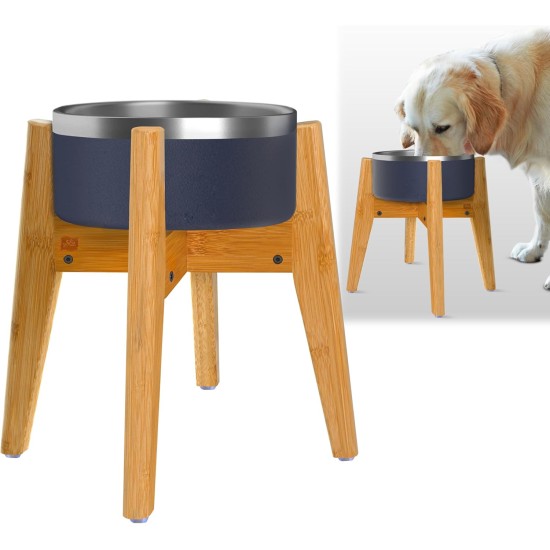 Adjustable Dog Bowl Stand - Raised Raised Pet Bowl Holder - Width (Extendable 7-10") - Natural Bamboo Adjustable Dog Bowl Stand - Raised Raised Pet Bowl Holder - Width (Extendable 7-10") - Natural Bamboo