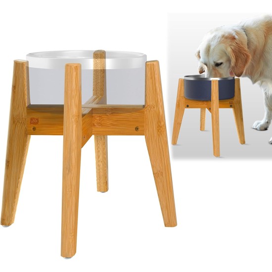 Adjustable Dog Bowl Stand - Raised Raised Pet Bowl Holder - Width (Extendable 7-10") - Natural Bamboo Adjustable Dog Bowl Stand - Raised Raised Pet Bowl Holder - Width (Extendable 7-10") - Natural Bamboo