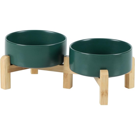Adjustable Raised Double Bowl Set Ceramic with Stand, 2 Heights Elevated Food and Water Bowls for Puppies, Cats, Kittens, Weighted Dog Bowls (5.1 inch, 13 oz, Grey) Adjustable Raised Double Bowl Set Ceramic with Stand, 2 Heights Elevated Food and Water Bowls for Puppies, Cats, Kittens, Weighted Dog Bowls (5.1 inch, 13 oz, Grey)