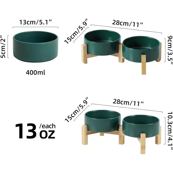 Adjustable Raised Double Bowl Set Ceramic with Stand, 2 Heights Elevated Food and Water Bowls for Puppies, Cats, Kittens, Weighted Dog Bowls (5.1 inch, 13 oz, Grey) Adjustable Raised Double Bowl Set Ceramic with Stand, 2 Heights Elevated Food and Water Bowls for Puppies, Cats, Kittens, Weighted Dog Bowls (5.1 inch, 13 oz, Grey)