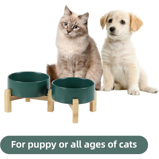 Adjustable Raised Double Bowl Set Ceramic with Stand, 2 Heights Elevated Food and Water Bowls for Puppies, Cats, Kittens, Weighted Dog Bowls (5.1 inch, 13 oz, Grey) Adjustable Raised Double Bowl Set Ceramic with Stand, 2 Heights Elevated Food and Water Bowls for Puppies, Cats, Kittens, Weighted Dog Bowls (5.1 inch, 13 oz, Grey)