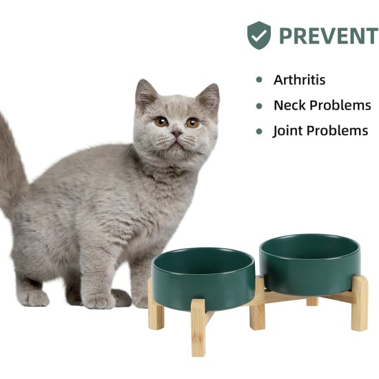 Adjustable Raised Double Bowl Set Ceramic with Stand, 2 Heights Elevated Food and Water Bowls for Puppies, Cats, Kittens, Weighted Dog Bowls (5.1 inch, 13 oz, Grey) Adjustable Raised Double Bowl Set Ceramic with Stand, 2 Heights Elevated Food and Water Bowls for Puppies, Cats, Kittens, Weighted Dog Bowls (5.1 inch, 13 oz, Grey)