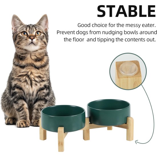 Adjustable Raised Double Bowl Set Ceramic with Stand, 2 Heights Elevated Food and Water Bowls for Puppies, Cats, Kittens, Weighted Dog Bowls (5.1 inch, 13 oz, Grey) Adjustable Raised Double Bowl Set Ceramic with Stand, 2 Heights Elevated Food and Water Bowls for Puppies, Cats, Kittens, Weighted Dog Bowls (5.1 inch, 13 oz, Grey)