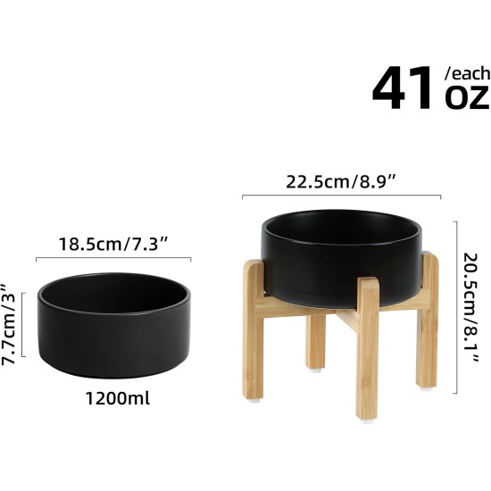 Adjustable Raised Double Bowl Set Ceramic with Stand, 2 Heights Elevated Food and Water Bowls for Puppies, Cats, Kittens, Weighted Dog Bowls (5.1 inch, 13 oz, Grey) Adjustable Raised Double Bowl Set Ceramic with Stand, 2 Heights Elevated Food and Water Bowls for Puppies, Cats, Kittens, Weighted Dog Bowls (5.1 inch, 13 oz, Grey)