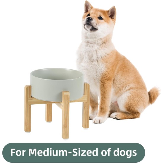 Adjustable Raised Double Bowl Set Ceramic with Stand, 2 Heights Elevated Food and Water Bowls for Puppies, Cats, Kittens, Weighted Dog Bowls (5.1 inch, 13 oz, Grey) Adjustable Raised Double Bowl Set Ceramic with Stand, 2 Heights Elevated Food and Water Bowls for Puppies, Cats, Kittens, Weighted Dog Bowls (5.1 inch, 13 oz, Grey)