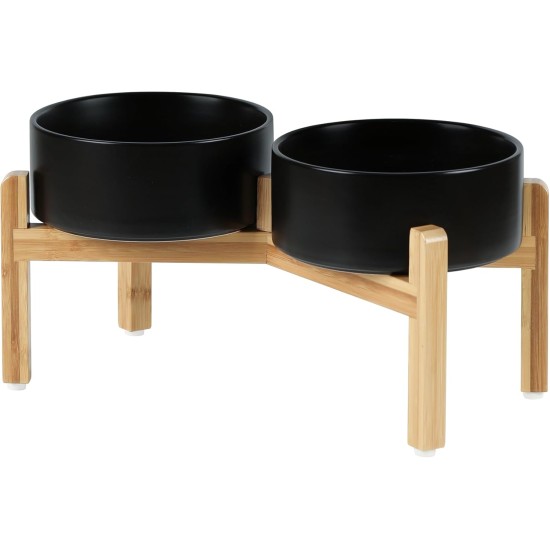 Adjustable Raised Double Bowl Set Ceramic with Stand, 2 Heights Elevated Food and Water Bowls for Puppies, Cats, Kittens, Weighted Dog Bowls (5.1 inch, 13 oz, Grey) Adjustable Raised Double Bowl Set Ceramic with Stand, 2 Heights Elevated Food and Water Bowls for Puppies, Cats, Kittens, Weighted Dog Bowls (5.1 inch, 13 oz, Grey)