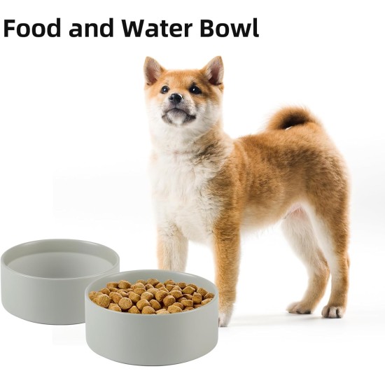 Adjustable Raised Double Bowl Set Ceramic with Stand, 2 Heights Elevated Food and Water Bowls for Puppies, Cats, Kittens, Weighted Dog Bowls (5.1 inch, 13 oz, Grey) Adjustable Raised Double Bowl Set Ceramic with Stand, 2 Heights Elevated Food and Water Bowls for Puppies, Cats, Kittens, Weighted Dog Bowls (5.1 inch, 13 oz, Grey)