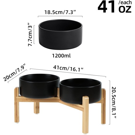 Adjustable Raised Double Bowl Set Ceramic with Stand, 2 Heights Elevated Food and Water Bowls for Puppies, Cats, Kittens, Weighted Dog Bowls (5.1 inch, 13 oz, Grey) Adjustable Raised Double Bowl Set Ceramic with Stand, 2 Heights Elevated Food and Water Bowls for Puppies, Cats, Kittens, Weighted Dog Bowls (5.1 inch, 13 oz, Grey)
