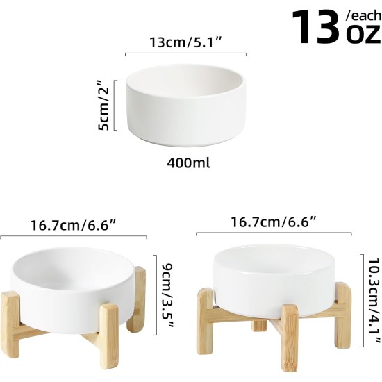 Adjustable Raised Double Bowl Set Ceramic with Stand, 2 Heights Elevated Food and Water Bowls for Puppies, Cats, Kittens, Weighted Dog Bowls (5.1 inch, 13 oz, Grey) Adjustable Raised Double Bowl Set Ceramic with Stand, 2 Heights Elevated Food and Water Bowls for Puppies, Cats, Kittens, Weighted Dog Bowls (5.1 inch, 13 oz, Grey)