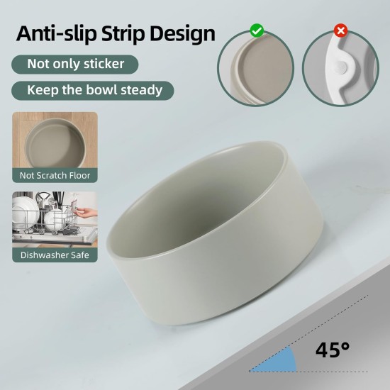 Adjustable Raised Double Bowl Set Ceramic with Stand, 2 Heights Elevated Food and Water Bowls for Puppies, Cats, Kittens, Weighted Dog Bowls (5.1 inch, 13 oz, Grey) Adjustable Raised Double Bowl Set Ceramic with Stand, 2 Heights Elevated Food and Water Bowls for Puppies, Cats, Kittens, Weighted Dog Bowls (5.1 inch, 13 oz, Grey)