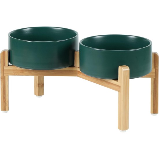 Adjustable Raised Double Bowl Set Ceramic with Stand, 2 Heights Elevated Food and Water Bowls for Puppies, Cats, Kittens, Weighted Dog Bowls (5.1 inch, 13 oz, Grey) Adjustable Raised Double Bowl Set Ceramic with Stand, 2 Heights Elevated Food and Water Bowls for Puppies, Cats, Kittens, Weighted Dog Bowls (5.1 inch, 13 oz, Grey)