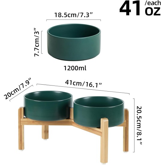 Adjustable Raised Double Bowl Set Ceramic with Stand, 2 Heights Elevated Food and Water Bowls for Puppies, Cats, Kittens, Weighted Dog Bowls (5.1 inch, 13 oz, Grey) Adjustable Raised Double Bowl Set Ceramic with Stand, 2 Heights Elevated Food and Water Bowls for Puppies, Cats, Kittens, Weighted Dog Bowls (5.1 inch, 13 oz, Grey)