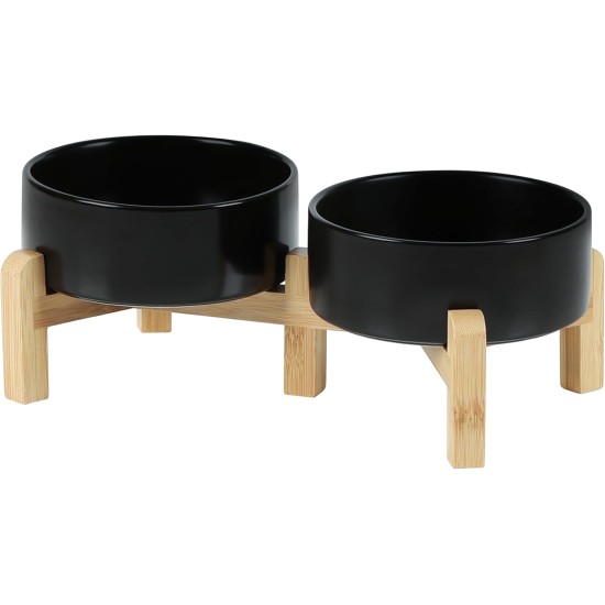 Adjustable Raised Double Bowl Set Ceramic with Stand, 2 Heights Elevated Food and Water Bowls for Puppies, Cats, Kittens, Weighted Dog Bowls (5.1 inch, 13 oz, Grey) Adjustable Raised Double Bowl Set Ceramic with Stand, 2 Heights Elevated Food and Water Bowls for Puppies, Cats, Kittens, Weighted Dog Bowls (5.1 inch, 13 oz, Grey)