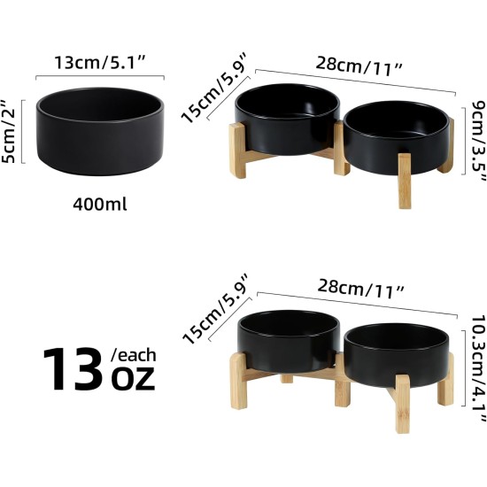 Adjustable Raised Double Bowl Set Ceramic with Stand, 2 Heights Elevated Food and Water Bowls for Puppies, Cats, Kittens, Weighted Dog Bowls (5.1 inch, 13 oz, Grey) Adjustable Raised Double Bowl Set Ceramic with Stand, 2 Heights Elevated Food and Water Bowls for Puppies, Cats, Kittens, Weighted Dog Bowls (5.1 inch, 13 oz, Grey)