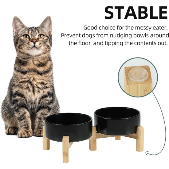Adjustable Raised Double Bowl Set Ceramic with Stand, 2 Heights Elevated Food and Water Bowls for Puppies, Cats, Kittens, Weighted Dog Bowls (5.1 inch, 13 oz, Grey) Adjustable Raised Double Bowl Set Ceramic with Stand, 2 Heights Elevated Food and Water Bowls for Puppies, Cats, Kittens, Weighted Dog Bowls (5.1 inch, 13 oz, Grey)