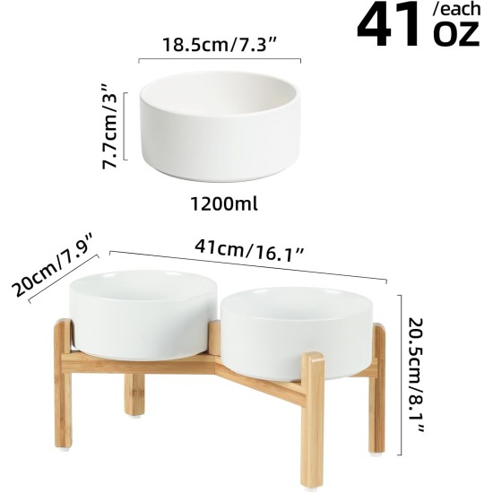 Adjustable Raised Double Bowl Set Ceramic with Stand, 2 Heights Elevated Food and Water Bowls for Puppies, Cats, Kittens, Weighted Dog Bowls (5.1 inch, 13 oz, Grey) Adjustable Raised Double Bowl Set Ceramic with Stand, 2 Heights Elevated Food and Water Bowls for Puppies, Cats, Kittens, Weighted Dog Bowls (5.1 inch, 13 oz, Grey)