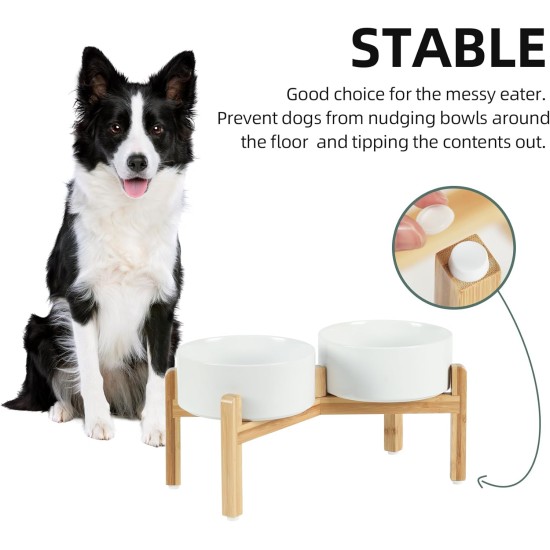 Adjustable Raised Double Bowl Set Ceramic with Stand, 2 Heights Elevated Food and Water Bowls for Puppies, Cats, Kittens, Weighted Dog Bowls (5.1 inch, 13 oz, Grey) Adjustable Raised Double Bowl Set Ceramic with Stand, 2 Heights Elevated Food and Water Bowls for Puppies, Cats, Kittens, Weighted Dog Bowls (5.1 inch, 13 oz, Grey)