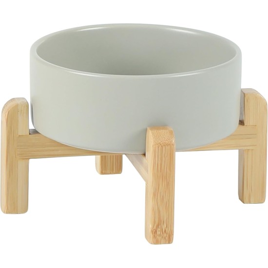 Adjustable Raised Double Bowl Set Ceramic with Stand, 2 Heights Elevated Food and Water Bowls for Puppies, Cats, Kittens, Weighted Dog Bowls (5.1 inch, 13 oz, Grey) Adjustable Raised Double Bowl Set Ceramic with Stand, 2 Heights Elevated Food and Water Bowls for Puppies, Cats, Kittens, Weighted Dog Bowls (5.1 inch, 13 oz, Grey)