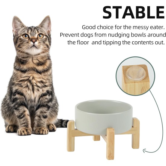 Adjustable Raised Double Bowl Set Ceramic with Stand, 2 Heights Elevated Food and Water Bowls for Puppies, Cats, Kittens, Weighted Dog Bowls (5.1 inch, 13 oz, Grey) Adjustable Raised Double Bowl Set Ceramic with Stand, 2 Heights Elevated Food and Water Bowls for Puppies, Cats, Kittens, Weighted Dog Bowls (5.1 inch, 13 oz, Grey)