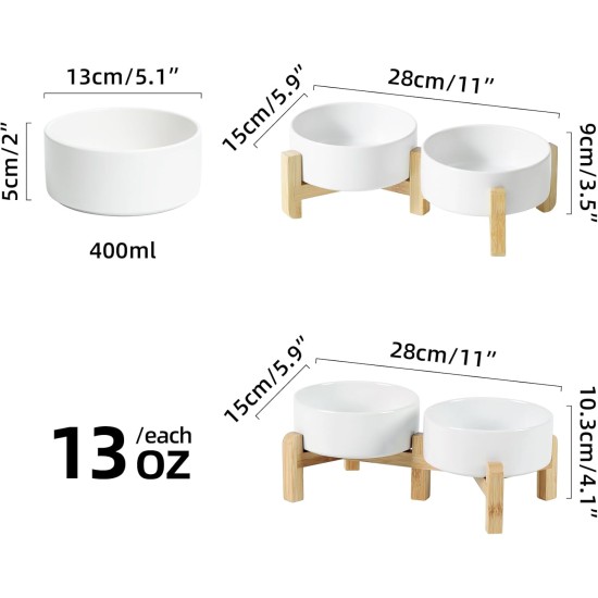 Adjustable Raised Double Bowl Set Ceramic with Stand, 2 Heights Elevated Food and Water Bowls for Puppies, Cats, Kittens, Weighted Dog Bowls (5.1 inch, 13 oz, Grey) Adjustable Raised Double Bowl Set Ceramic with Stand, 2 Heights Elevated Food and Water Bowls for Puppies, Cats, Kittens, Weighted Dog Bowls (5.1 inch, 13 oz, Grey)