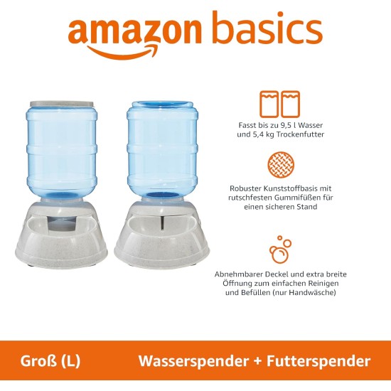 Amazon Basics 2.5 Gallon Dog Food and Water Dispenser Large White Clear Amazon Basics 2.5 Gallon Dog Food and Water Dispenser Large White Clear