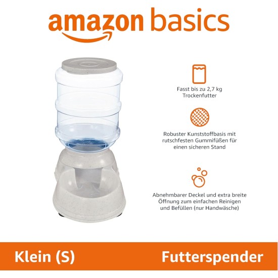 Amazon Basics 2.5 Gallon Dog Food and Water Dispenser Large White Clear Amazon Basics 2.5 Gallon Dog Food and Water Dispenser Large White Clear