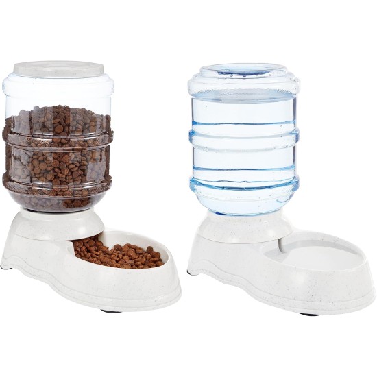 Amazon Basics 2.5 Gallon Dog Food and Water Dispenser Large White Clear Amazon Basics 2.5 Gallon Dog Food and Water Dispenser Large White Clear