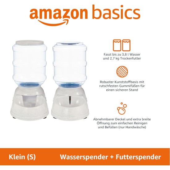 Amazon Basics 2.5 Gallon Dog Food and Water Dispenser Large White Clear Amazon Basics 2.5 Gallon Dog Food and Water Dispenser Large White Clear