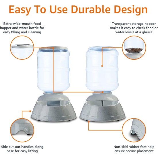 Amazon Basics 2.5 Gallon Dog Food and Water Dispenser Large White Clear Amazon Basics 2.5 Gallon Dog Food and Water Dispenser Large White Clear