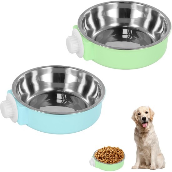 Anseom Pack of 2 Water Bowl for Dog Cages, Feeding Bowls for Pets, Removable Stainless Steel Hanging Water Bowl, Dog Bowl, Hanging for Dogs, Cats, Rabbits and Other Small Animals Anseom Pack of 2 Water Bowl for Dog Cages, Feeding Bowls for Pets, Removable Stainless Steel Hanging Water Bowl, Dog Bowl, Hanging for Dogs, Cats, Rabbits and Other Small Animals