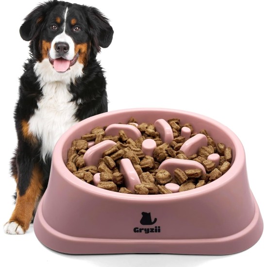 Anti-Glouton Dog Bowl | Slow and Healthy Eating, Promotes Animal Digestion, Anti-Vomiting, Design with Non-Slip Feet, for Pets (Large, Pink) Anti-Glouton Dog Bowl | Slow and Healthy Eating, Promotes Animal Digestion, Anti-Vomiting, Design with Non-Slip Feet, for Pets (Large, Pink)