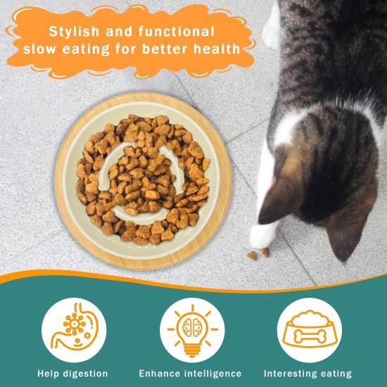 Anti Sling Bowl for Dogs Ceramic, Anti Slinging Bowl Dog Bowl Increased, Good for Health, Anti-Vomiting Feeding Bowl, Interactive Slow Feeder Dog for Cats and Small Dogs, Cream White Anti Sling Bowl for Dogs Ceramic, Anti Slinging Bowl Dog Bowl Increased, Good for Health, Anti-Vomiting Feeding Bowl, Interactive Slow Feeder Dog for Cats and Small Dogs, Cream White