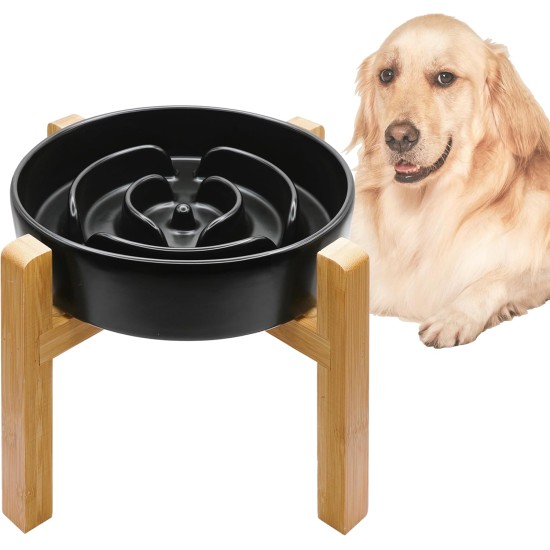 Anti-Sling Dog Bowl, Ceramic Slinging Bowl, Raised Ceramic Slow Feeder for Dogs, Slow Feeding for Medium/Large Dogs, Diameter 21 cm, 1000 ml, Dark Grey Anti-Sling Dog Bowl, Ceramic Slinging Bowl, Raised Ceramic Slow Feeder for Dogs, Slow Feeding for Medium/Large Dogs, Diameter 21 cm, 1000 ml, Dark Grey