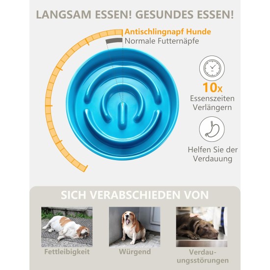 Anti-Sling Dog Bowl, Ceramic Slinging Bowl, Raised Ceramic Slow Feeder for Dogs, Slow Feeding for Medium/Large Dogs, Diameter 21 cm, 1000 ml, Dark Grey Anti-Sling Dog Bowl, Ceramic Slinging Bowl, Raised Ceramic Slow Feeder for Dogs, Slow Feeding for Medium/Large Dogs, Diameter 21 cm, 1000 ml, Dark Grey