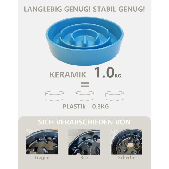 Anti-Sling Dog Bowl, Ceramic Slinging Bowl, Raised Ceramic Slow Feeder for Dogs, Slow Feeding for Medium/Large Dogs, Diameter 21 cm, 1000 ml, Dark Grey Anti-Sling Dog Bowl, Ceramic Slinging Bowl, Raised Ceramic Slow Feeder for Dogs, Slow Feeding for Medium/Large Dogs, Diameter 21 cm, 1000 ml, Dark Grey