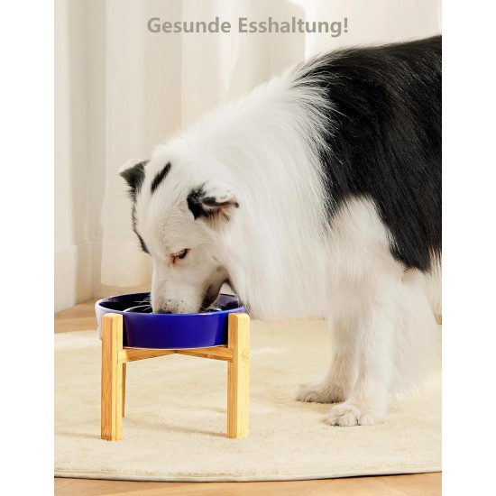 Anti-Sling Dog Bowl, Ceramic Slinging Bowl, Raised Ceramic Slow Feeder for Dogs, Slow Feeding for Medium/Large Dogs, Diameter 21 cm, 1000 ml, Dark Grey Anti-Sling Dog Bowl, Ceramic Slinging Bowl, Raised Ceramic Slow Feeder for Dogs, Slow Feeding for Medium/Large Dogs, Diameter 21 cm, 1000 ml, Dark Grey
