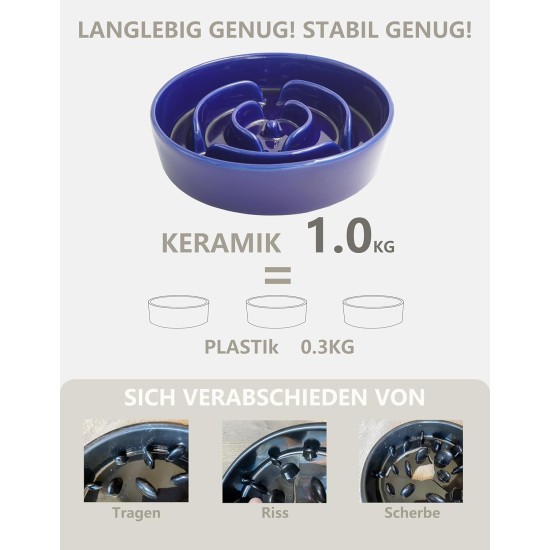 Anti-Sling Dog Bowl, Ceramic Slinging Bowl, Raised Ceramic Slow Feeder for Dogs, Slow Feeding for Medium/Large Dogs, Diameter 21 cm, 1000 ml, Dark Grey Anti-Sling Dog Bowl, Ceramic Slinging Bowl, Raised Ceramic Slow Feeder for Dogs, Slow Feeding for Medium/Large Dogs, Diameter 21 cm, 1000 ml, Dark Grey