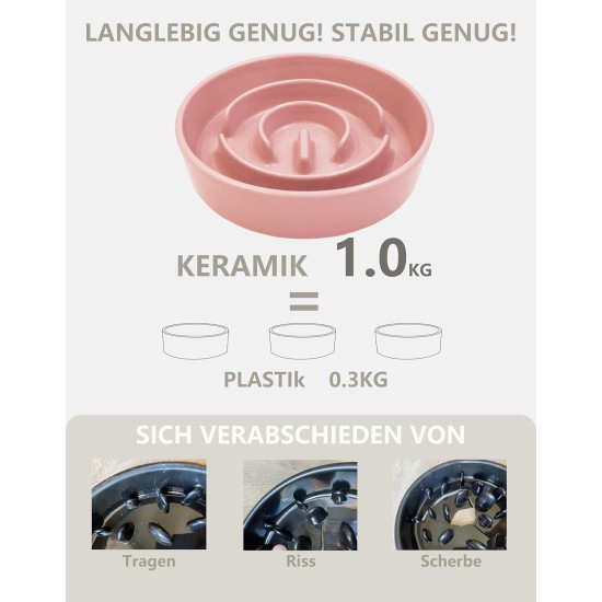 Anti-Sling Dog Bowl, Ceramic Slinging Bowl, Raised Ceramic Slow Feeder for Dogs, Slow Feeding for Medium/Large Dogs, Diameter 21 cm, 1000 ml, Dark Grey Anti-Sling Dog Bowl, Ceramic Slinging Bowl, Raised Ceramic Slow Feeder for Dogs, Slow Feeding for Medium/Large Dogs, Diameter 21 cm, 1000 ml, Dark Grey