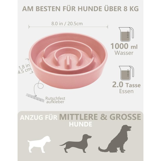 Anti-Sling Dog Bowl, Ceramic Slinging Bowl, Raised Ceramic Slow Feeder for Dogs, Slow Feeding for Medium/Large Dogs, Diameter 21 cm, 1000 ml, Dark Grey Anti-Sling Dog Bowl, Ceramic Slinging Bowl, Raised Ceramic Slow Feeder for Dogs, Slow Feeding for Medium/Large Dogs, Diameter 21 cm, 1000 ml, Dark Grey
