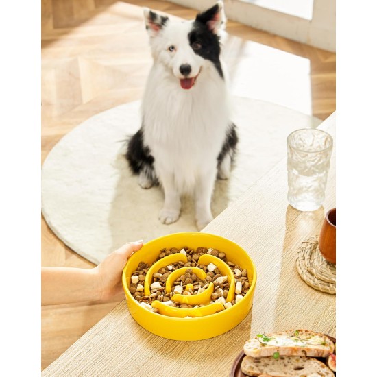 Anti-Sling Dog Bowl, Ceramic Slinging Bowl, Raised Ceramic Slow Feeder for Dogs, Slow Feeding for Medium/Large Dogs, Diameter 21 cm, 1000 ml, Dark Grey Anti-Sling Dog Bowl, Ceramic Slinging Bowl, Raised Ceramic Slow Feeder for Dogs, Slow Feeding for Medium/Large Dogs, Diameter 21 cm, 1000 ml, Dark Grey