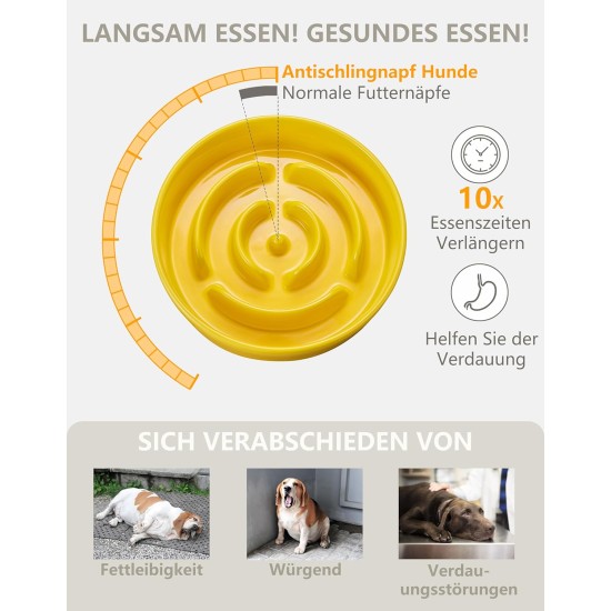 Anti-Sling Dog Bowl, Ceramic Slinging Bowl, Raised Ceramic Slow Feeder for Dogs, Slow Feeding for Medium/Large Dogs, Diameter 21 cm, 1000 ml, Dark Grey Anti-Sling Dog Bowl, Ceramic Slinging Bowl, Raised Ceramic Slow Feeder for Dogs, Slow Feeding for Medium/Large Dogs, Diameter 21 cm, 1000 ml, Dark Grey