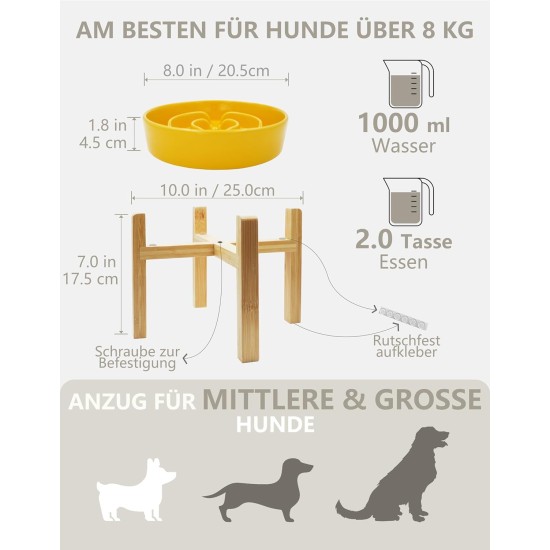 Anti-Sling Dog Bowl, Ceramic Slinging Bowl, Raised Ceramic Slow Feeder for Dogs, Slow Feeding for Medium/Large Dogs, Diameter 21 cm, 1000 ml, Dark Grey Anti-Sling Dog Bowl, Ceramic Slinging Bowl, Raised Ceramic Slow Feeder for Dogs, Slow Feeding for Medium/Large Dogs, Diameter 21 cm, 1000 ml, Dark Grey
