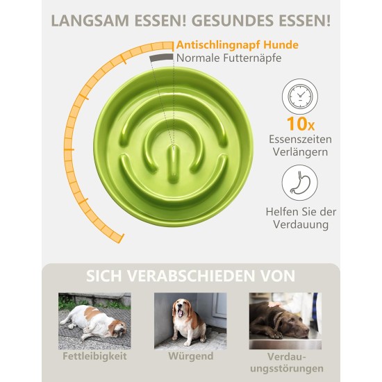 Anti-Sling Dog Bowl, Ceramic Slinging Bowl, Raised Ceramic Slow Feeder for Dogs, Slow Feeding for Medium/Large Dogs, Diameter 21 cm, 1000 ml, Dark Grey Anti-Sling Dog Bowl, Ceramic Slinging Bowl, Raised Ceramic Slow Feeder for Dogs, Slow Feeding for Medium/Large Dogs, Diameter 21 cm, 1000 ml, Dark Grey