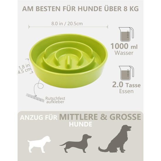 Anti-Sling Dog Bowl, Ceramic Slinging Bowl, Raised Ceramic Slow Feeder for Dogs, Slow Feeding for Medium/Large Dogs, Diameter 21 cm, 1000 ml, Dark Grey Anti-Sling Dog Bowl, Ceramic Slinging Bowl, Raised Ceramic Slow Feeder for Dogs, Slow Feeding for Medium/Large Dogs, Diameter 21 cm, 1000 ml, Dark Grey