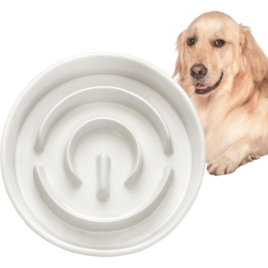 Anti-Sling Dog Bowl, Ceramic Slinging Bowl, Raised Ceramic Slow Feeder for Dogs, Slow Feeding for Medium/Large Dogs, Diameter 21 cm, 1000 ml, Dark Grey Anti-Sling Dog Bowl, Ceramic Slinging Bowl, Raised Ceramic Slow Feeder for Dogs, Slow Feeding for Medium/Large Dogs, Diameter 21 cm, 1000 ml, Dark Grey